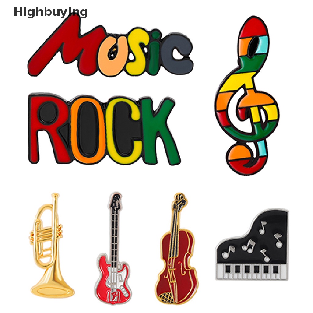 Hbid Musik Rock Enamel Pin Lencana Musik Rock Perhiasan Note Lapel Baju Ransel Custom Hujan Bros Kartun Anak Hadiah Teman Aksesoris Glory