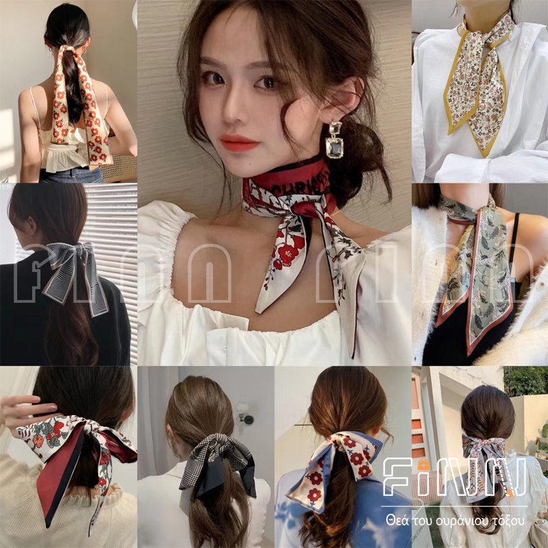 [ COD ] Mini Scraf Leher Kepala Rambut Bahan Silk Immitation Wanita Korean Style -  Ikat Kepala Sutra Korea