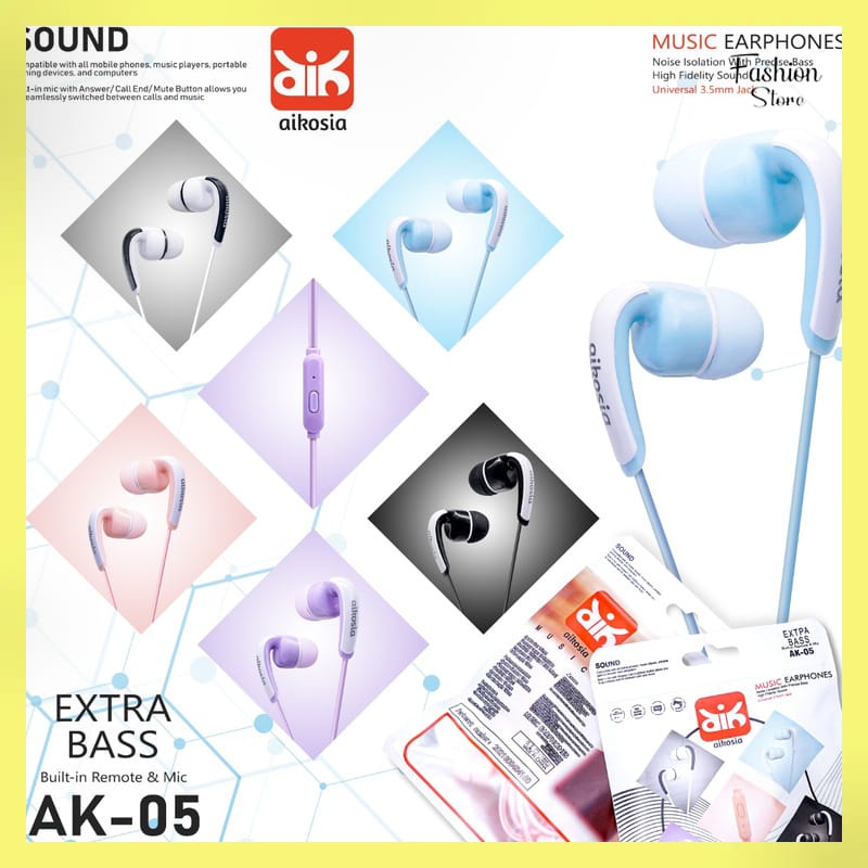 FS-HANDSFREE AIKOSIA MODEL AK-05 SUPER BASS / HEADSET/EARPHONE/HENDSET/HF AIKOSIA AK05