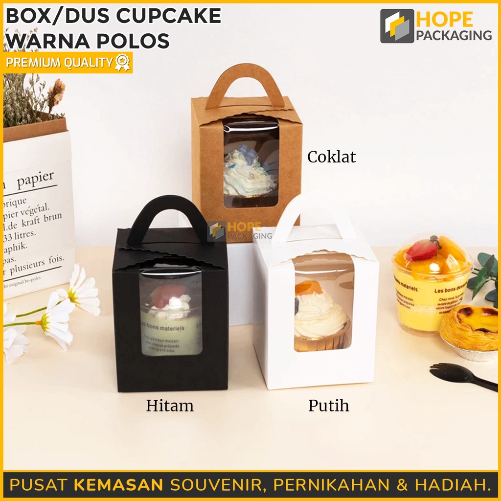 Box / Dus Cupcake + Tatakan / Kotak dengan Jendela / Cake Kraft Kotak Kemasan pesta kotak kue polos