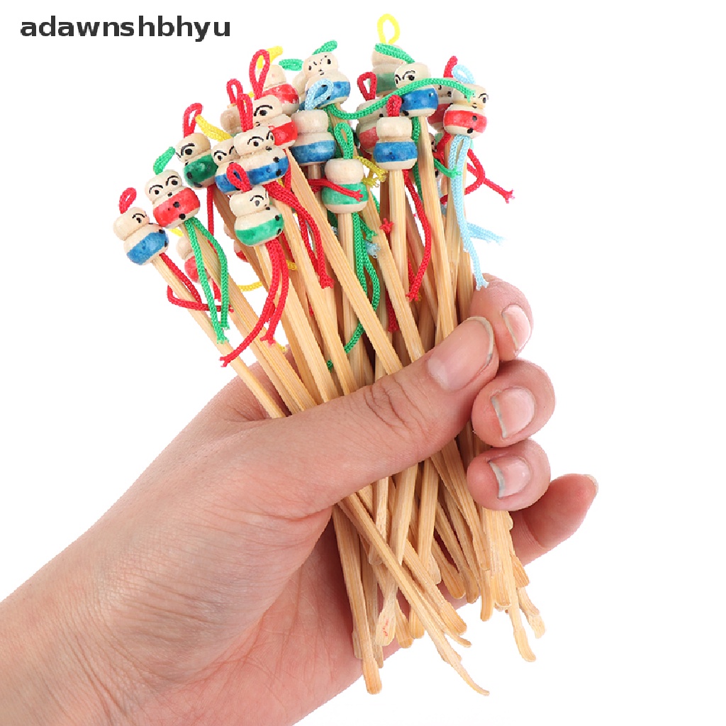 Adawnshbhyu 10Pcs Earpicks Boneka Mini Kayu Bambu Ear Picks Wax Remover Cleaner Alat Perawatan Telinga ID