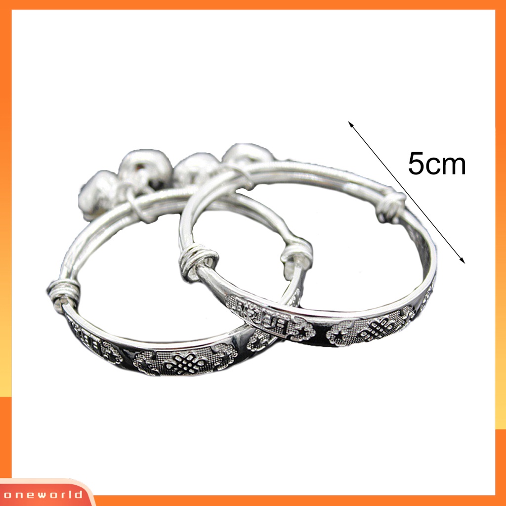 [WONE] Gelang Desain Embos Perhiasan Adjustable Liontin Lonceng Bayi Bangle Untuk Balita