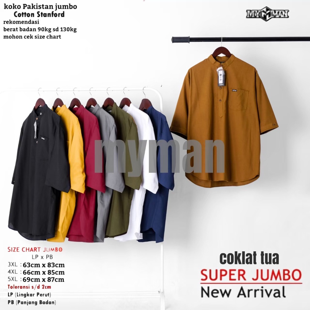 MY MAN kemeja koko pria lengan 3/4 koko pakistan jumbo pria koko kurta pakistan baju koko lengan tiga perempat baju koko pria lengan tiga perempat baju kurta pria bigsize Biru Dongker KKBZ108