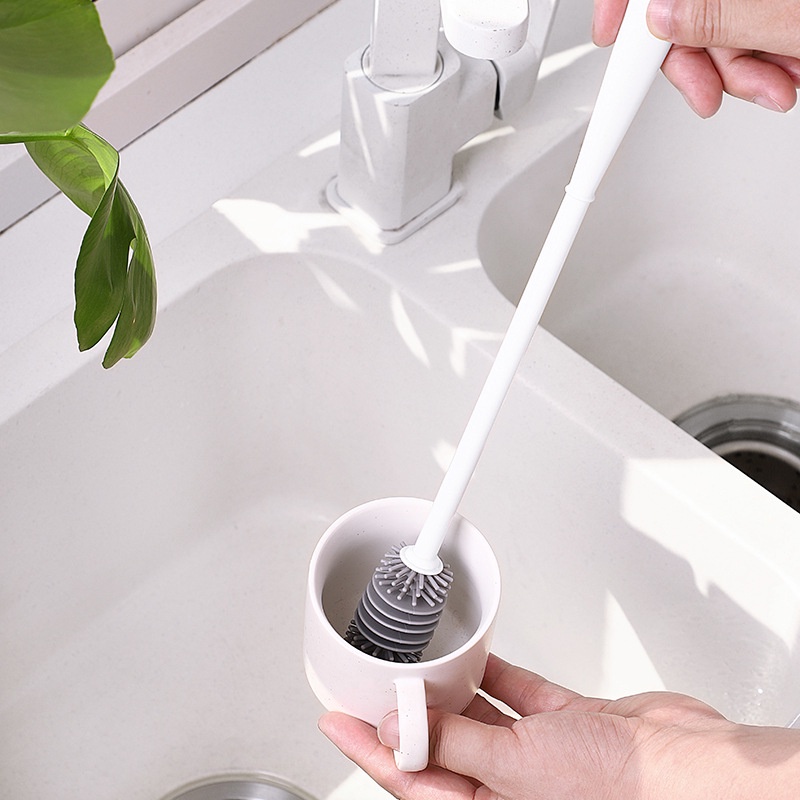 360° Alat Pembersih Serba Serbi Mangkok Botol Vas Sikat Cuci Sikat Cangkir Silikon Gagang Panjang Floor Drains Sink Decontamination Gadget