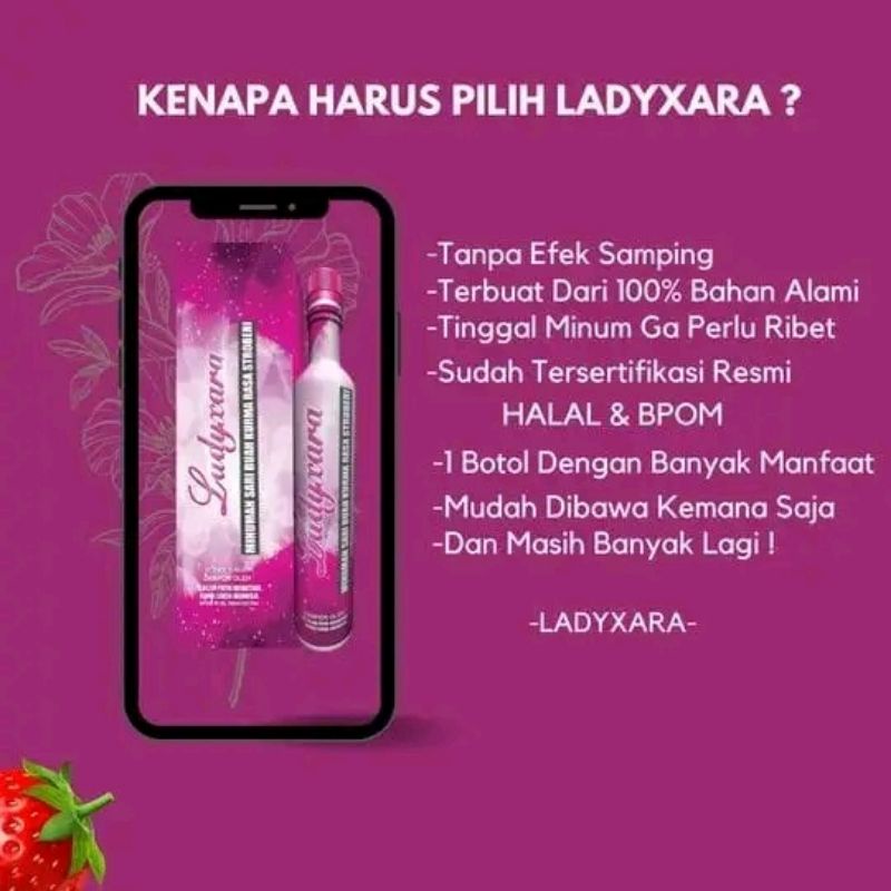 Original Ladyxara jus Herbal Minuman Sari Buah Kurma Rasa Strawberry Exp Baru