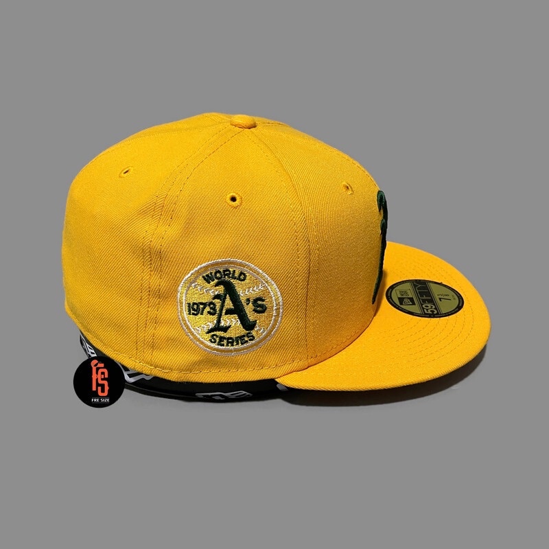 TOPI NEW ERA ORIGINAL 5950 WS 1973 OAKLAND ATHLETICS YELLOW UV PINK