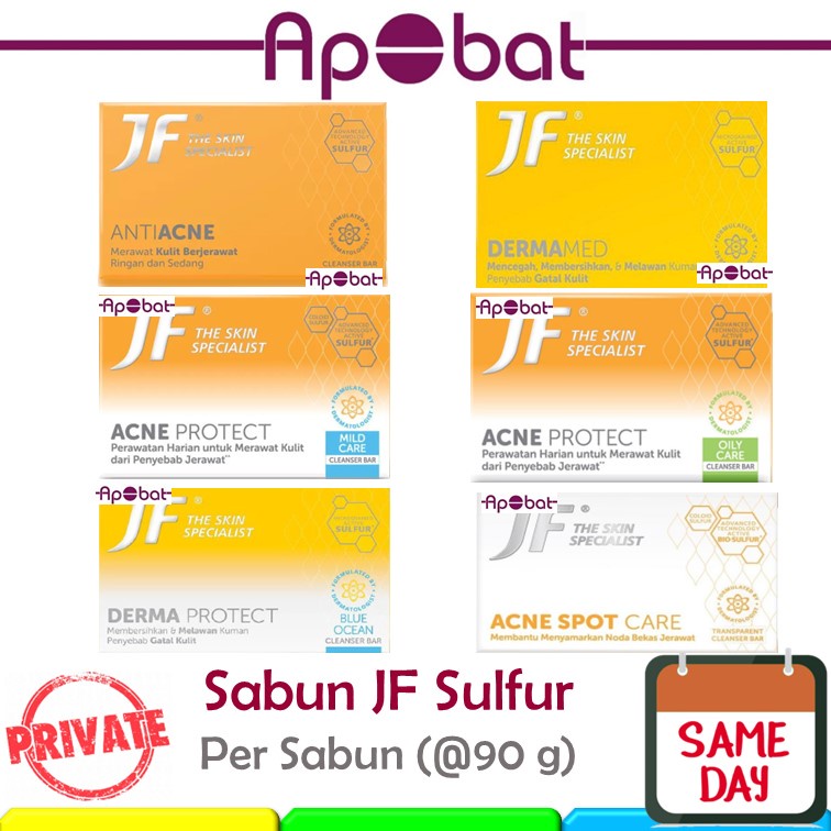 - ApObat - JF Sulfur Dermamed / Anti Acne 90 gr Sabun Jerawat Mandi Kulit Panu Gatal Sulfure