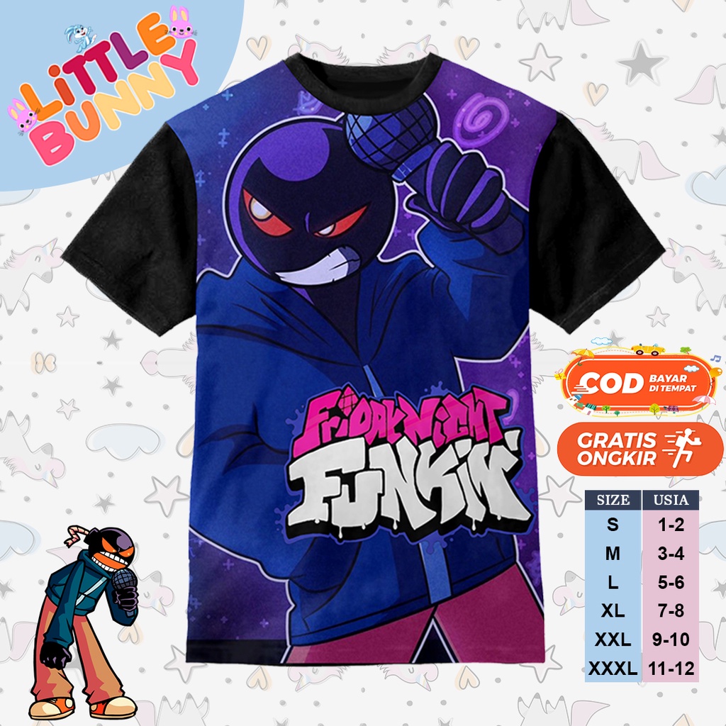 KAOS ANAK KARAKTER 3D WHITTY FNF FUNKIN ART 13 BAJU KAOS ANAK FNF - LITTLE BUNNY