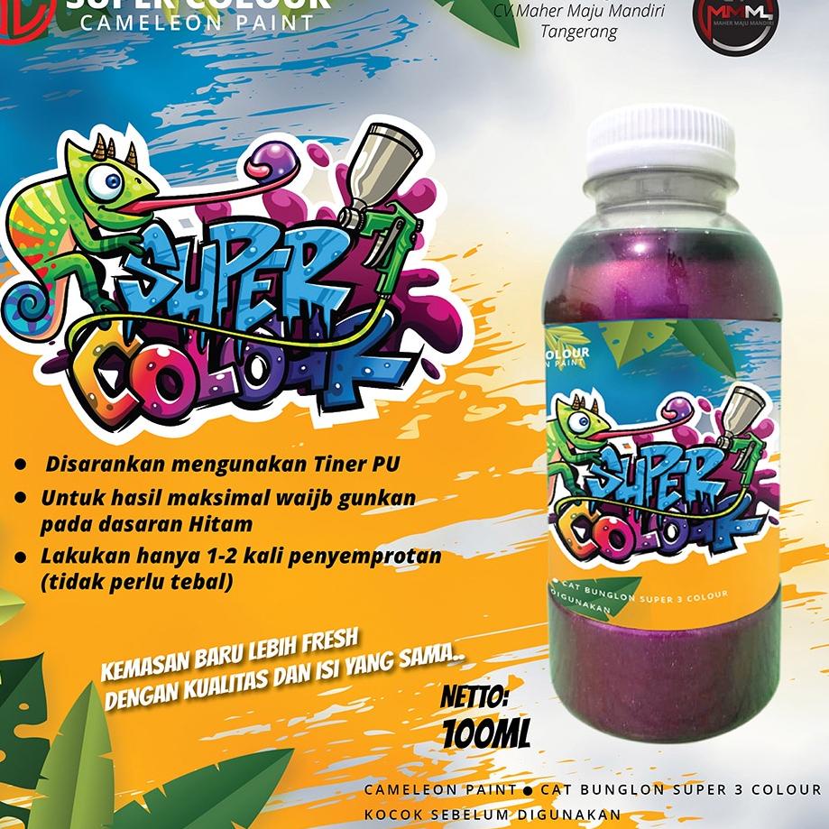 ♚♚ Cat Bunglon (chameleon)200ml tiga warna Merah Biru Ungu SUPER COLOUR Bergaransi