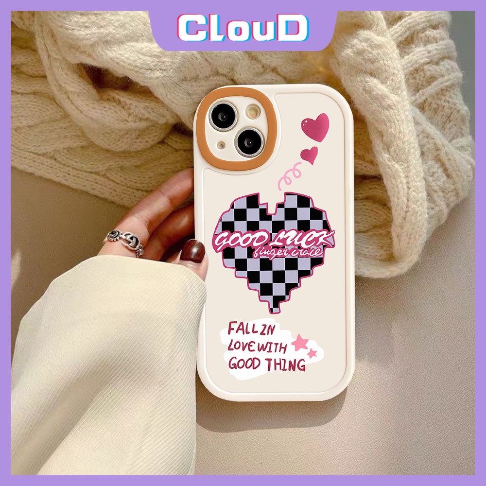 IPHONE Soft Tpu Love Heart Couple Case Kompatibel Untuk Iphone11 13 12 14 Pro Max 7Plus 8Plus X7 6 6s 8Plus XR XS Max SE 2020motif Smiley Lucu Papan Catur Shockproof Back Full Cover
