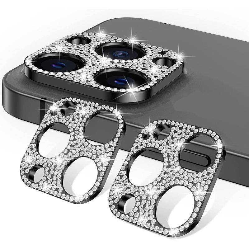 IPHONE Bling Glitter Berlian Imitasi Kamera Lensa Metal Film Pelindung Untuk Iphone14 11 12 13 Pro Max Mini Plus Berlian Mengkilap Ring Lensa Cover Untuk Iphone14Plus