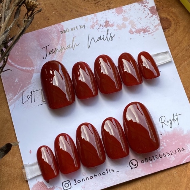 KUKU PAKSU MAROON WEDDING/ Kuku Palsu Maroon/ Nail Art Maroon/ Nail Art Custom/ Kuku Palsu Custom/Ku