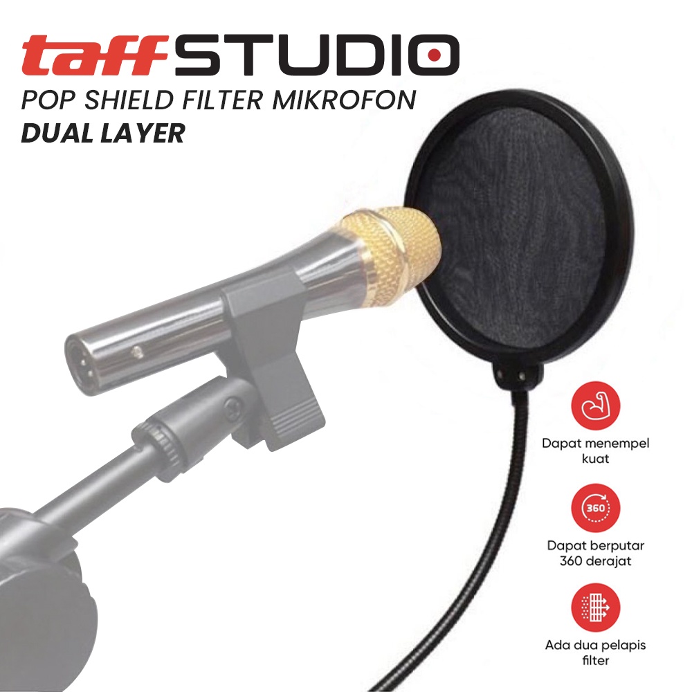 Taffstudio MPF-6 Pop Shield Filter Mikrofon Dual Layer BOP