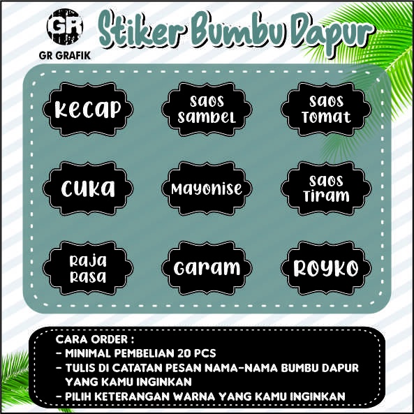 

CUSTOM STIKER LABEL NAMA BUMBU DAPUR (1 PAKET ISI 30 STIKER) TAHAN AIR