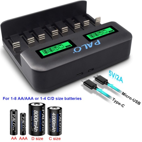 

Unik Charger Baterai 8 Slot Dual LCD for AA AAA SC C D - NC556 - Black Limited