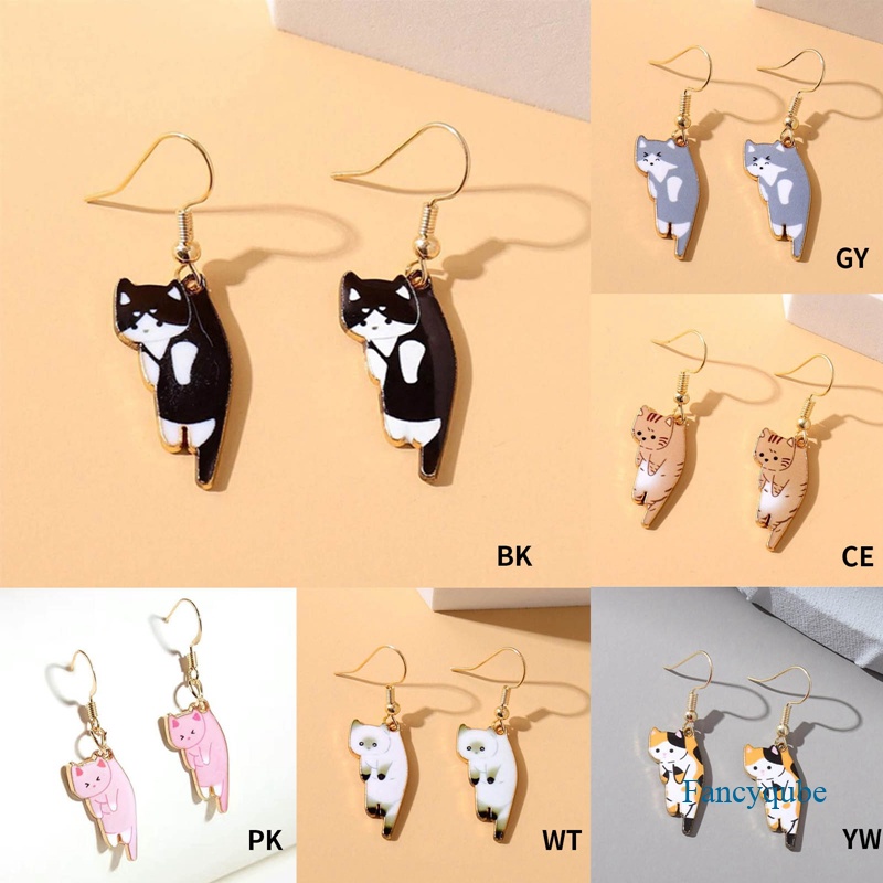 Fancyqube Trendi Lucu Kitten Ear Hook Kartun Gadis Bunga Kucing Anting Tekstur Manis Dan Segar Anting-Anting