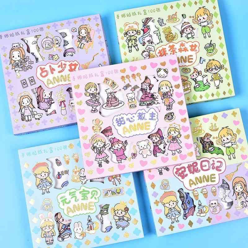 

Stiker 2D Jurnal Anak Perempuan Lucu 100pcs Alat Tulis Lucu Kawaii Bahan Dekorasi Buku Harian Sticker Stiker Botol