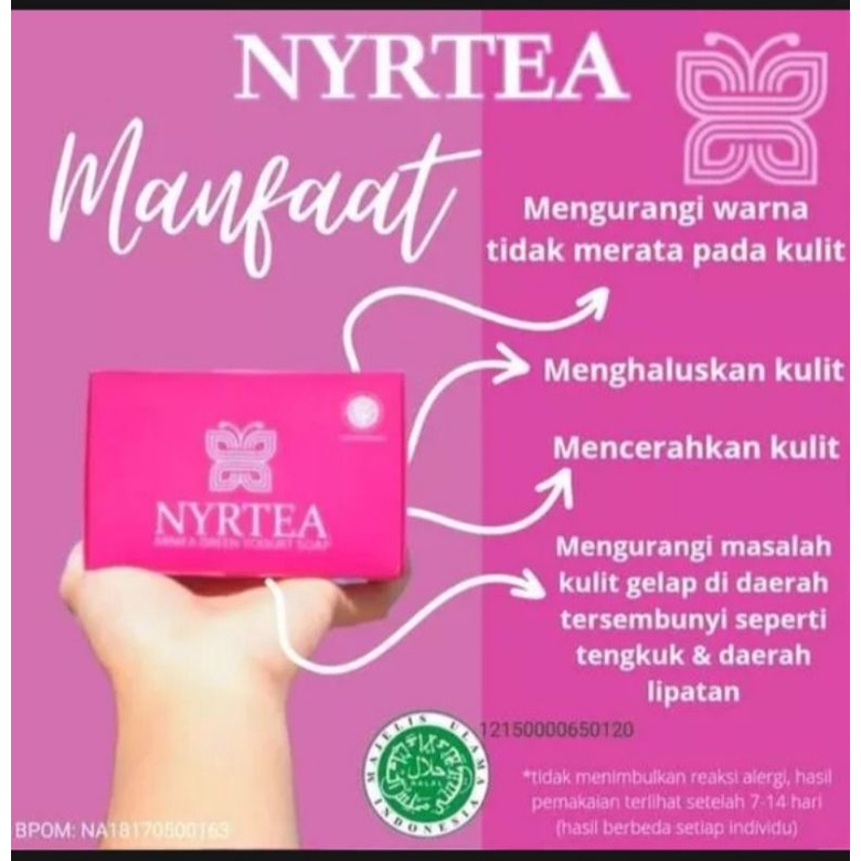 3 bar Sabun Nyrtea Arnifa green yogurt soap Sabun pemutih wajah dan badan, sabun pemutih, sabun nyrt