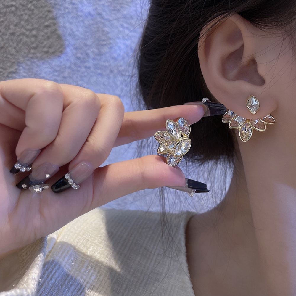 Anting Bunga Zirkon Kristal Angka Kecil Mewah Untuk Anting Desain Senior Perempuan