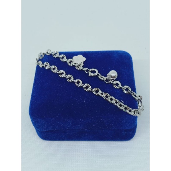 Gelang rantai nori ukir + 1 bel + 1 bunga ukir / gelang perak asli silver 925 lapis emas/ gelang fashion wanita terbaru