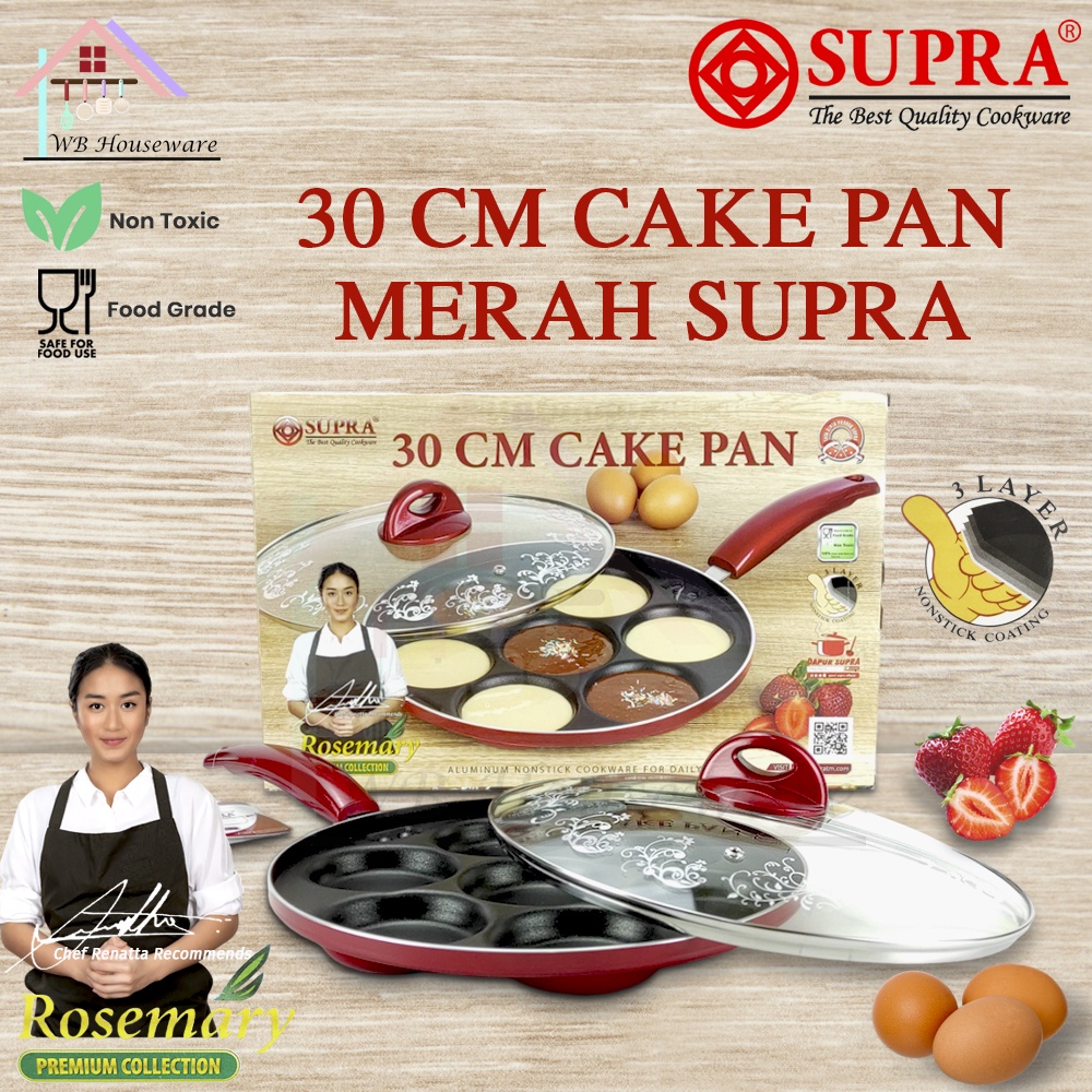 cetakan kue lumpur 7lubang / martabak mini / cake pan SUPRA merah