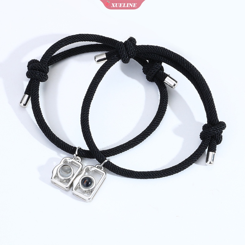 Gelang Liontin Bentuk Kamera Fashion, Gelang Pecinta Tali Merah Dan Hitam Batu Proyeksi Magnet100Bahasa I love you Valentine Day bracelet [ZXL]