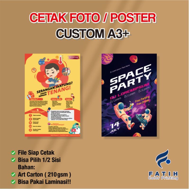 

CETAK POSTER A3+ / ART CARTON 210 GSM - FATIHPRINTING