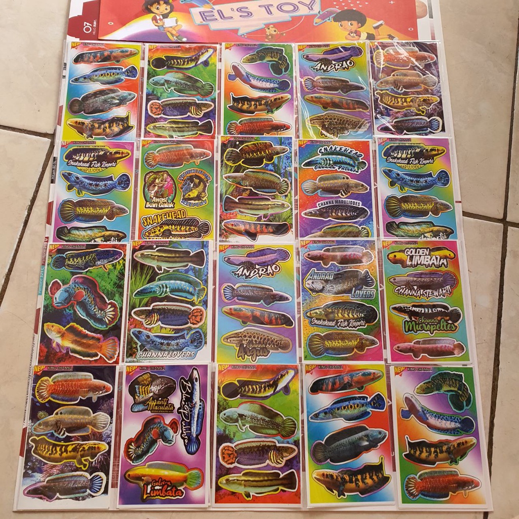 

20 pcs stiker motif ikan lembaran // stiker ikan lembaran