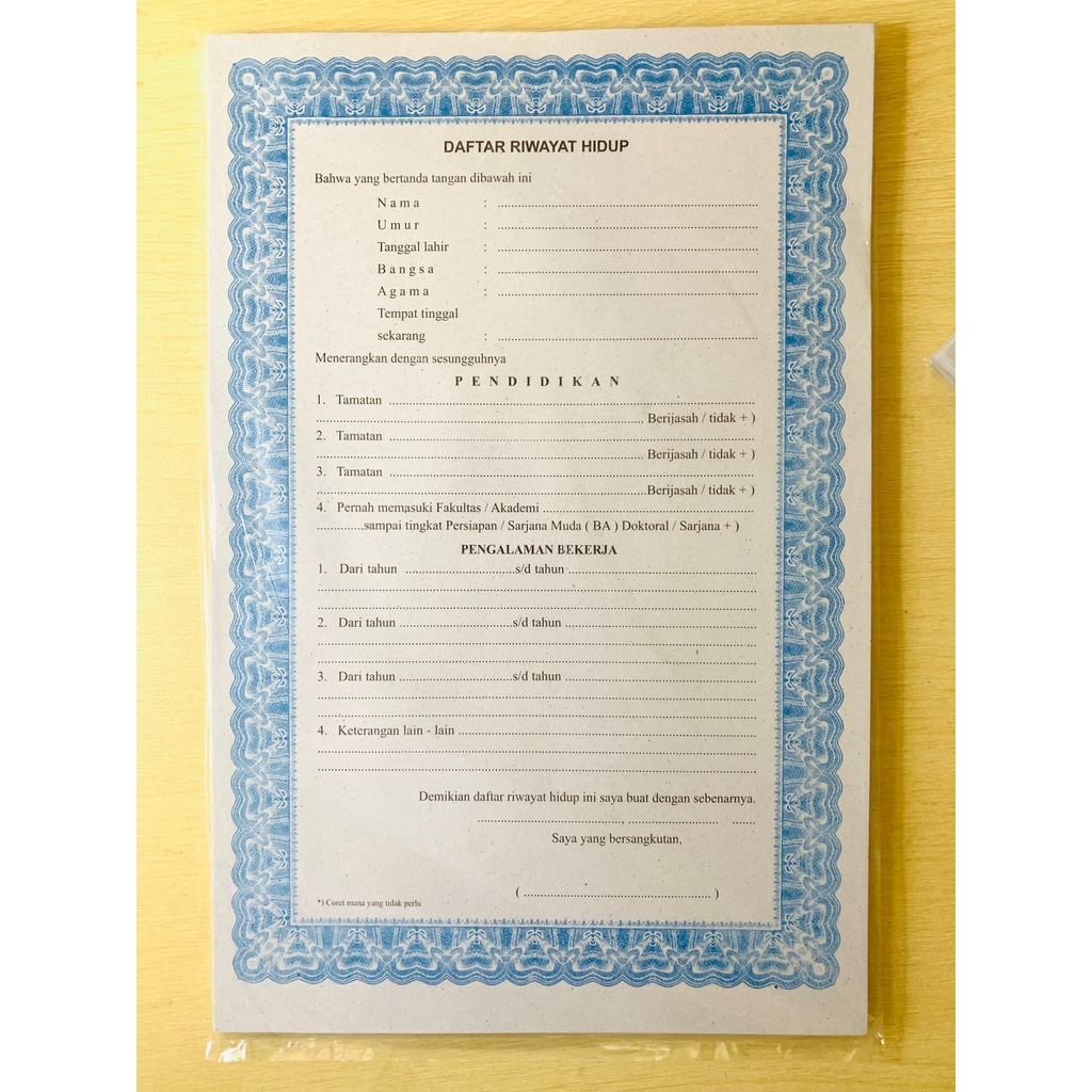 

Daftar riwayat hidup surat lamaran kerja 1 pak