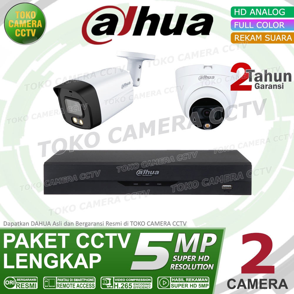 PAKET CCTV DAHUA 5MP 3K FULL COLOR AUDIO 4 CHANNEL 2 KAMERA COLORVU