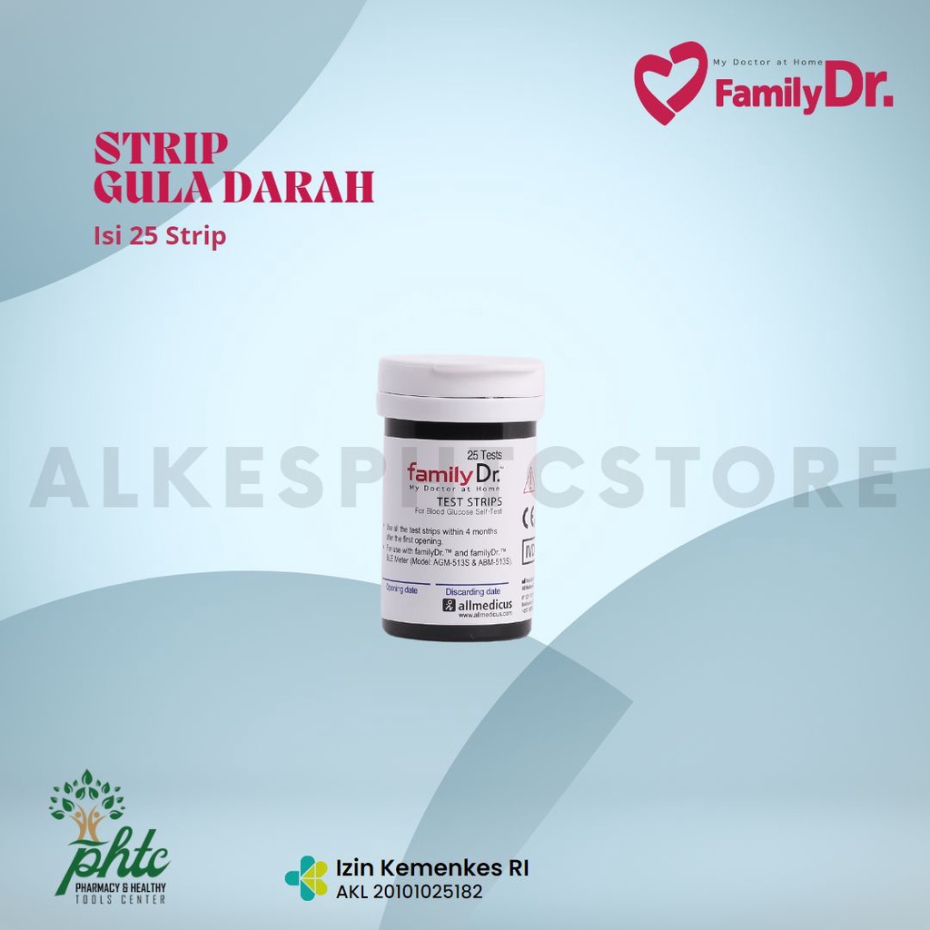 FamilyDR Strip Tes Gula Darah Isi 25 Strip l Strip Cek Gula Darah Family DR