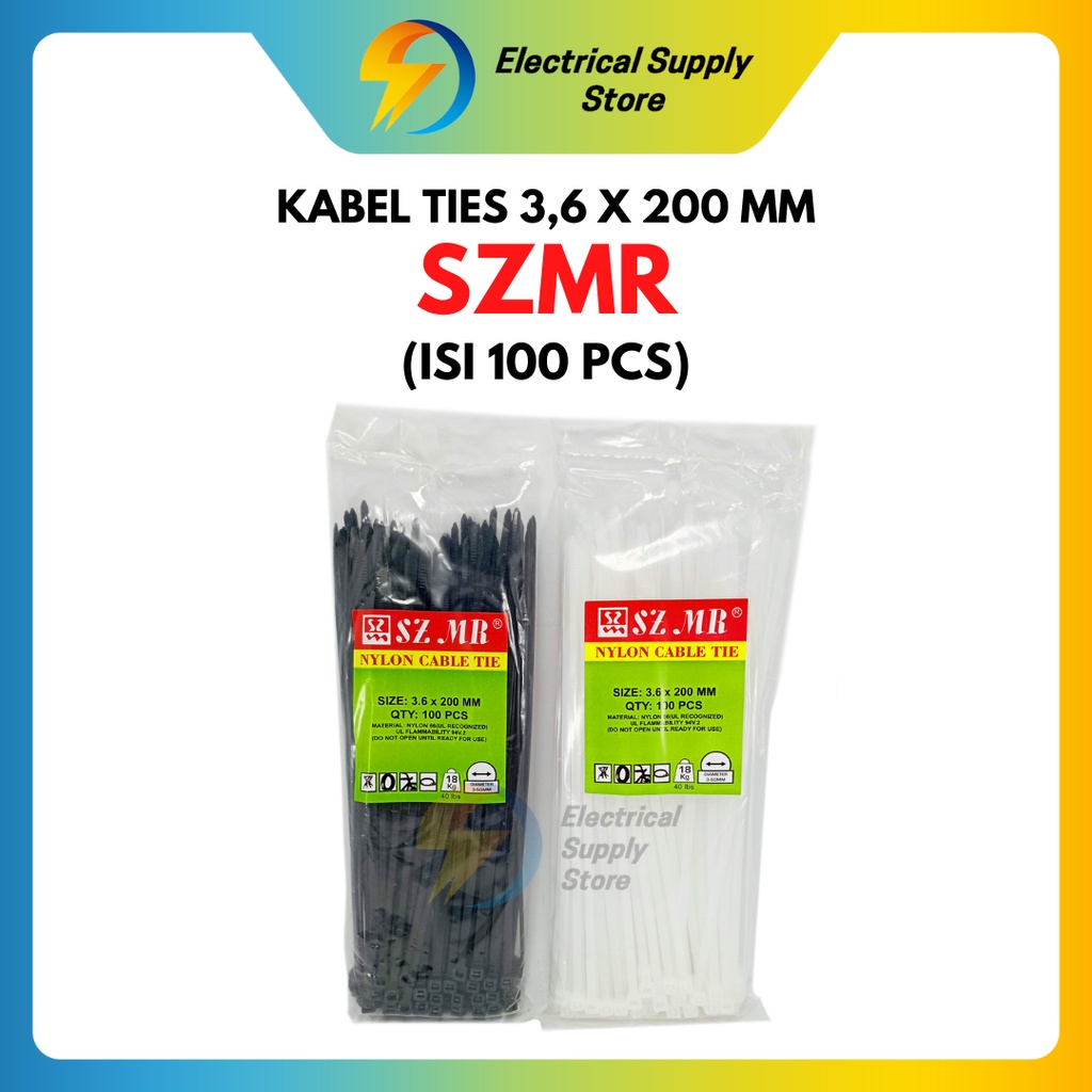 KABEL TIES CABLE TIE SZMR 3,6x200 mm (20cm) QTY 100 | KABEL SERBAGUNA | KABEL PENGIKAT | BERKUALITAS