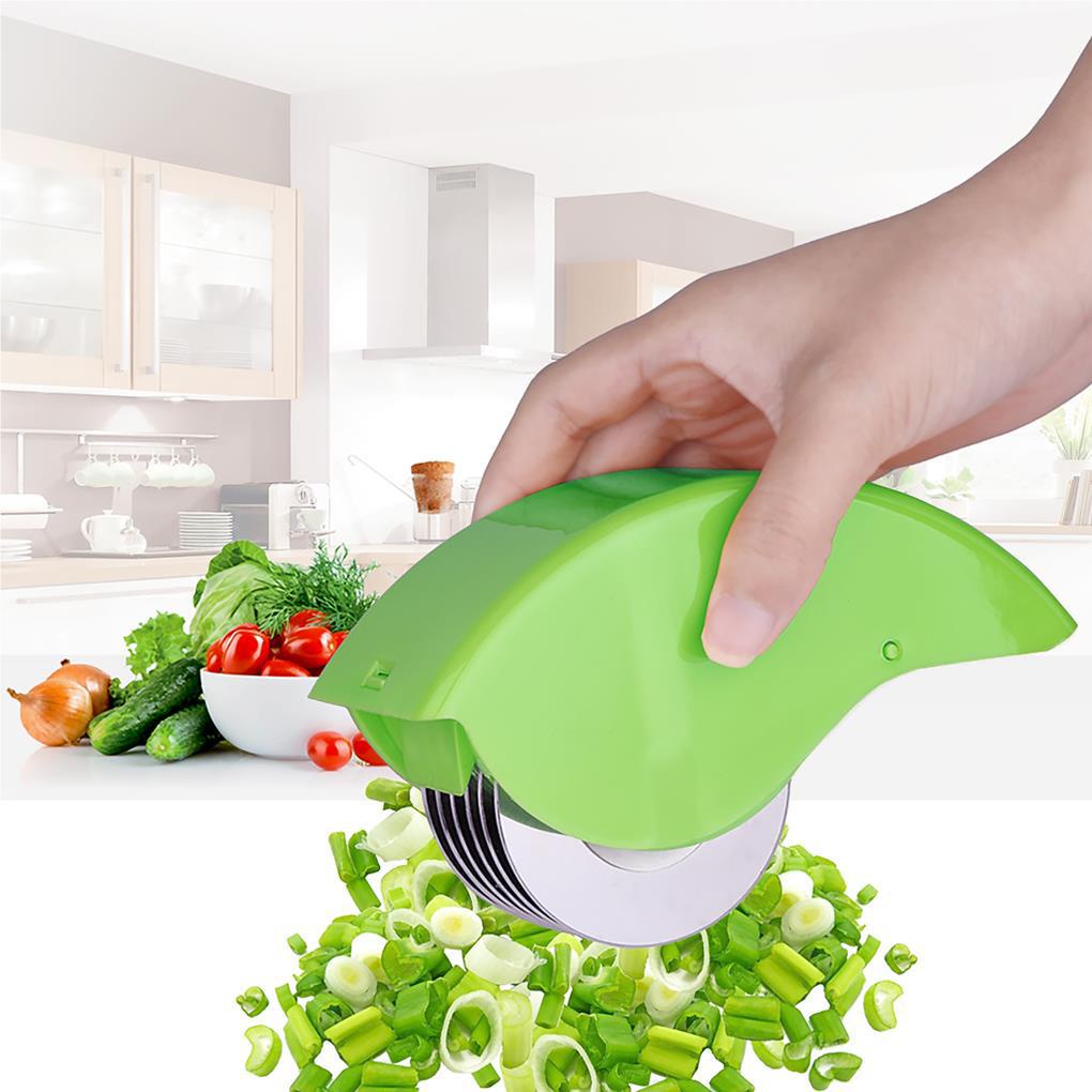 Green Onion Roller Slicer Rumah Tangga Ukuran Kecil Sederhana Manual Pengiris Penggiling Sayuran Aksesori Dapur Makanan Bumbu Mincer