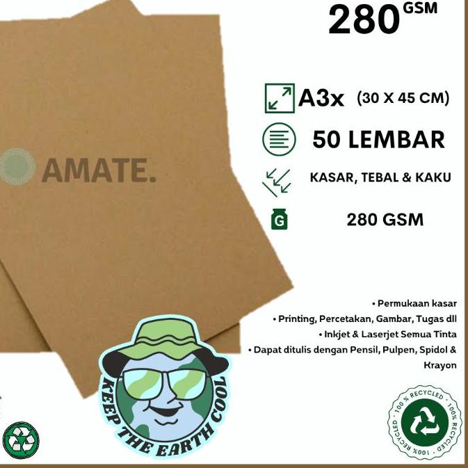 

LANGSUNG BELI ⋆ Kertas Samson Kraft 280gr A3 isi 50 Lembar / Karton Kraft Liner / Crafting Paper**