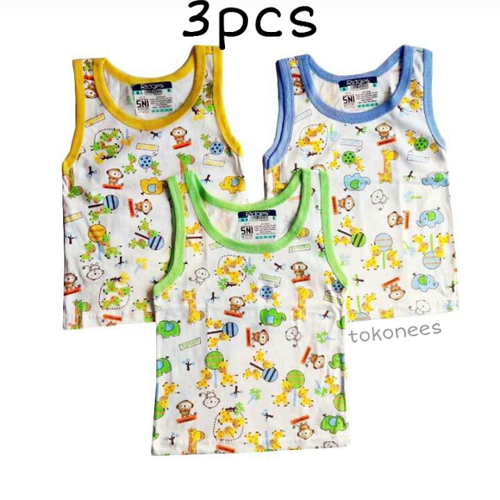 3pcs Baju Anak Kutung Ridges -  Baju Kaos Singlet Anak bayi harian Laki dan Perempuan tokozifa25