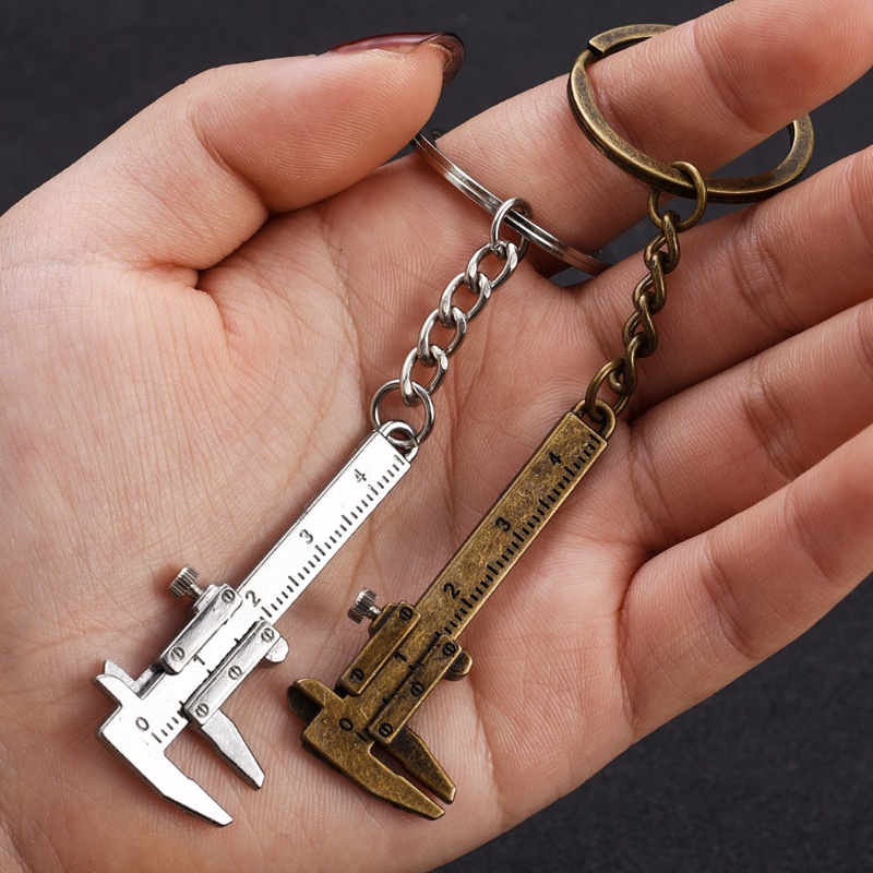 [Harga Grosir] 2in1 Logam Kreatif Vernier Caliper Hias Liontin Gantungan Kunci Pria Untuk Mobil Keyring, Tas Portable Wanita Mengukur Gauging Alat Fashion Populer Gantungan Kunci