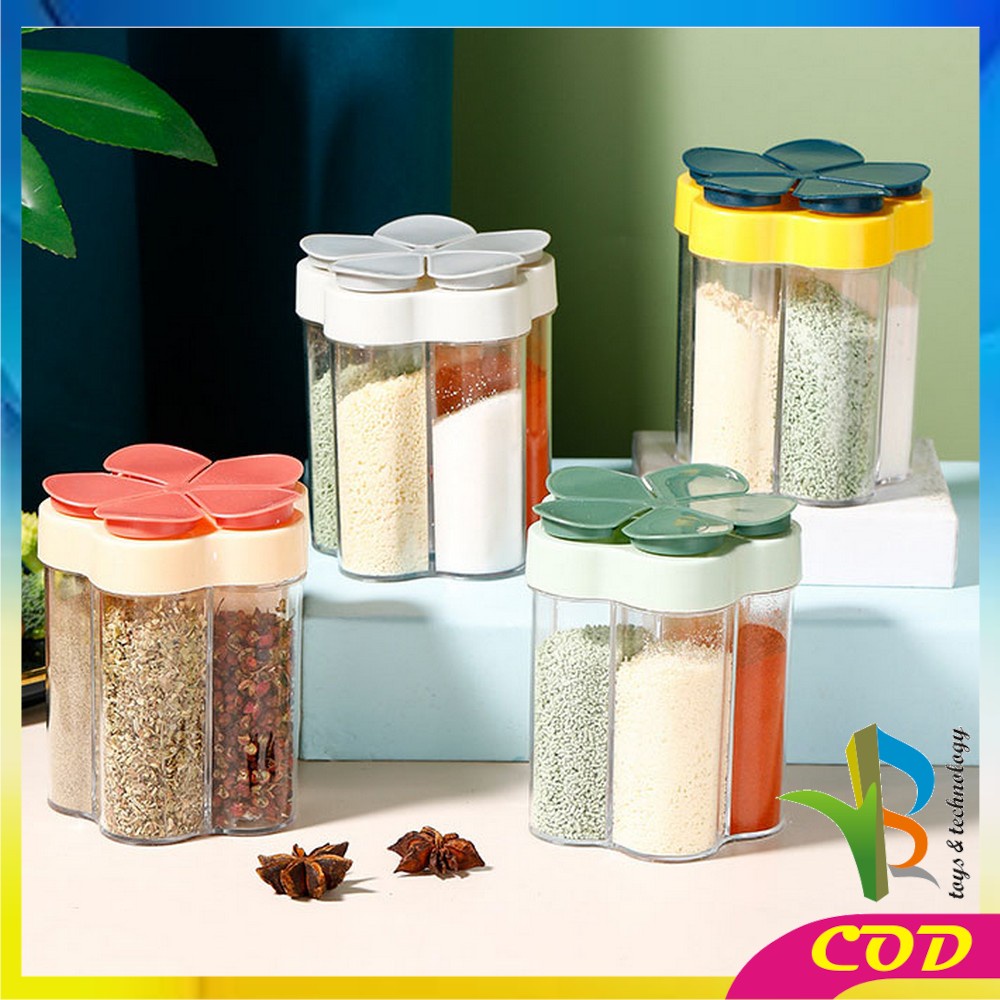 RB-C97 Tempat Bumbu Dapur 5 Sekat Bentuk Bunga Multifungsi / Wadah Penyimpanan Bumbu Masak Serbaguna Seasoning Jar Kitchen