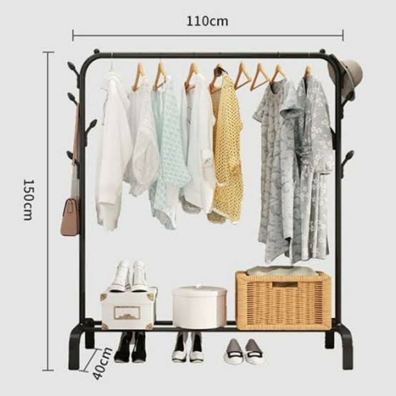 KD1 Rak Big Stand Hanger / Rak Gantung Serbaguna Multifungsi / Rak Penyimpanan sepatu / Rak Gantungan Baju Besar / Rak Gantung Celana Tas Stand Besi Hanger / Jemuran Pakaian Besar / Rak Gawang Gantungan Baju Topi