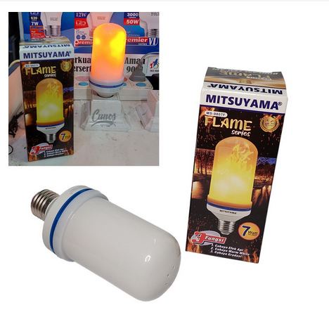 Lampu Api Lampu OBOR / Bohlam Api 7 Watt MS-9807F E27 LED Lampu Efek Api Dinamis Bohlam 3 Mode Kreatif