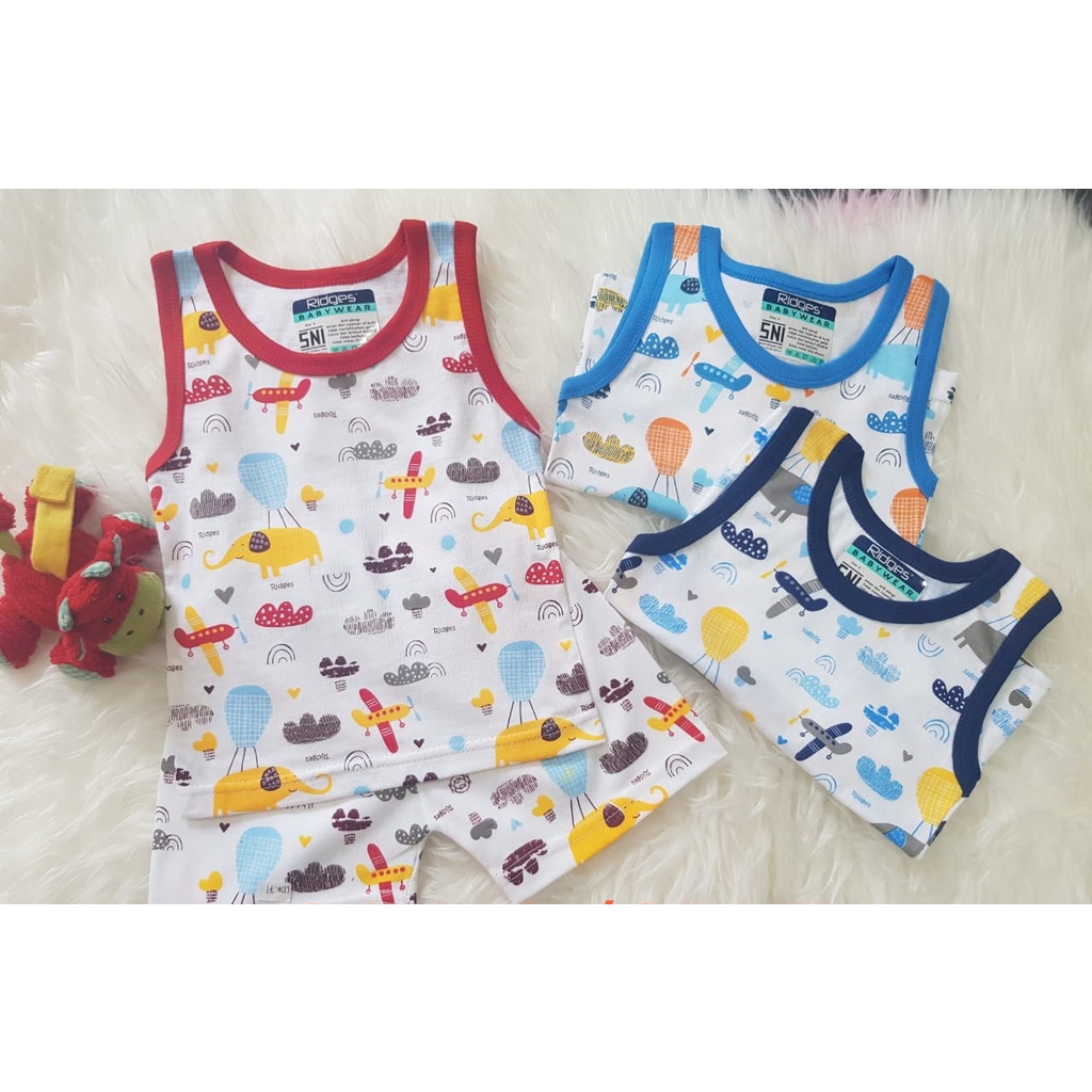 3pcs Baju Anak Kutung Ridges -  Baju Kaos Singlet Anak bayi harian Laki dan Perempuan tokozifa25