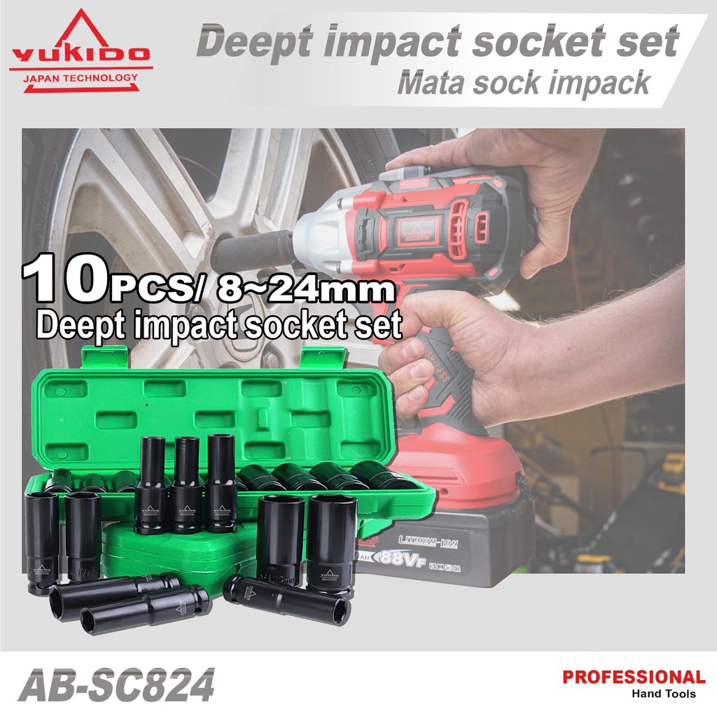 Yukido mata sock impact Panjang Mata Kunci Shock Impact / Impact Socket 1/2” Panjang