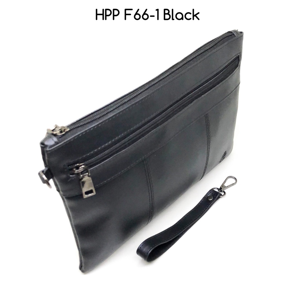 clutch pria hush puppies simple F66-1 Black premium quality clutch murah