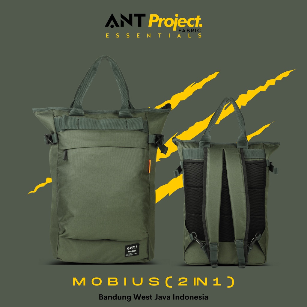 ANT PROJECT - Ransel Pria MOBIUS 2 in 1Olive  - Backpack Pria 2 Mode Tote Bag