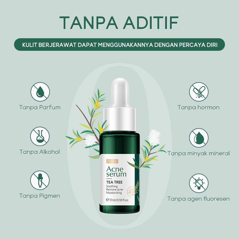 Fenyi 2pcs Tea Tree Acne Serum Memudarkan Bekas Jerawat Menenangkan Kulit yang Kemerahan Memperbaiki dengan Lembut Essence 17ml