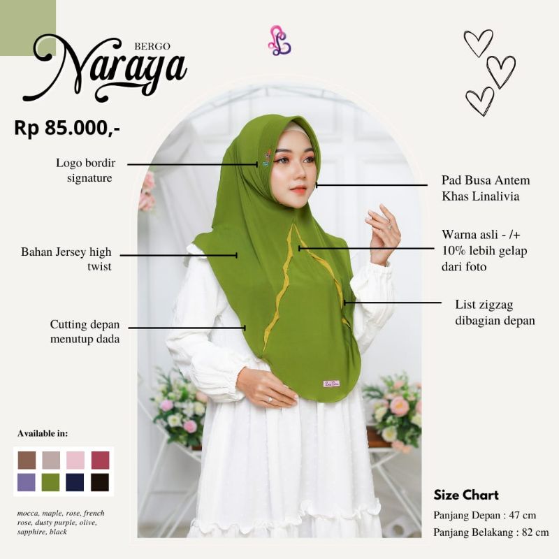 Linalivia Hijab || Bergo Naraya || Bergo linalivia || jilbab instan || Bisa Cod