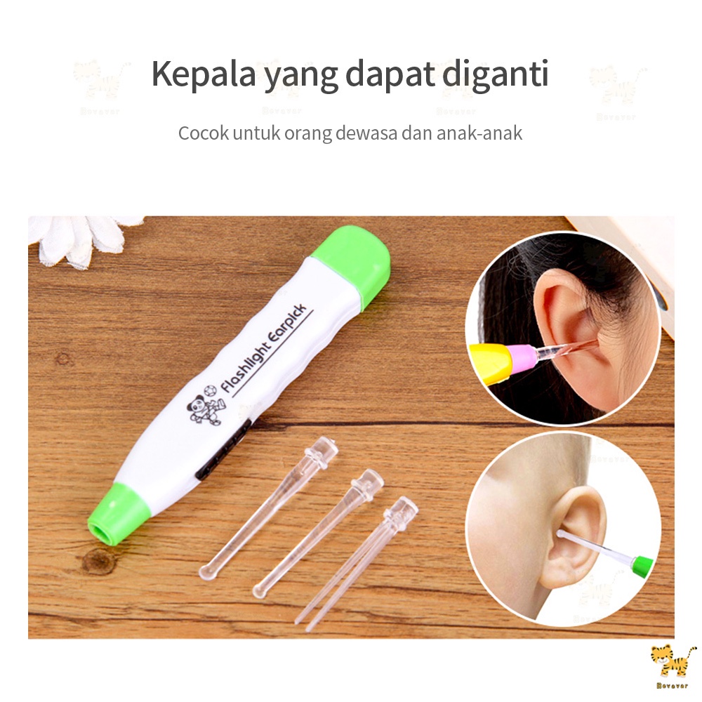 Alat Korek Kuping Pembersih Telinga Lampu Senter LED Dewasa Anak Bayi Korekan Pengorek Perawatan Kotoran Telinga Murah Earpick With Flashlight LED ACK16