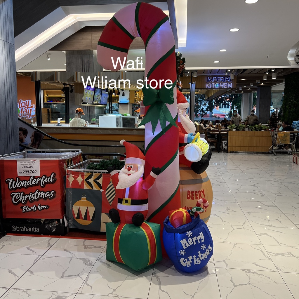 Noelle 270 Cm Boneka Ballon santa Claus Candy Cane Balon Tongkat Permen