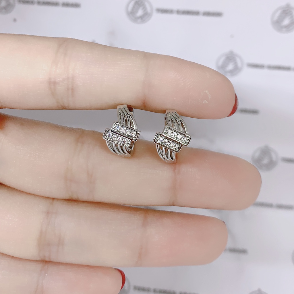 Anting Xuping Silver Perhiasan Fashion Wanita Model Desi Permata Putih *45