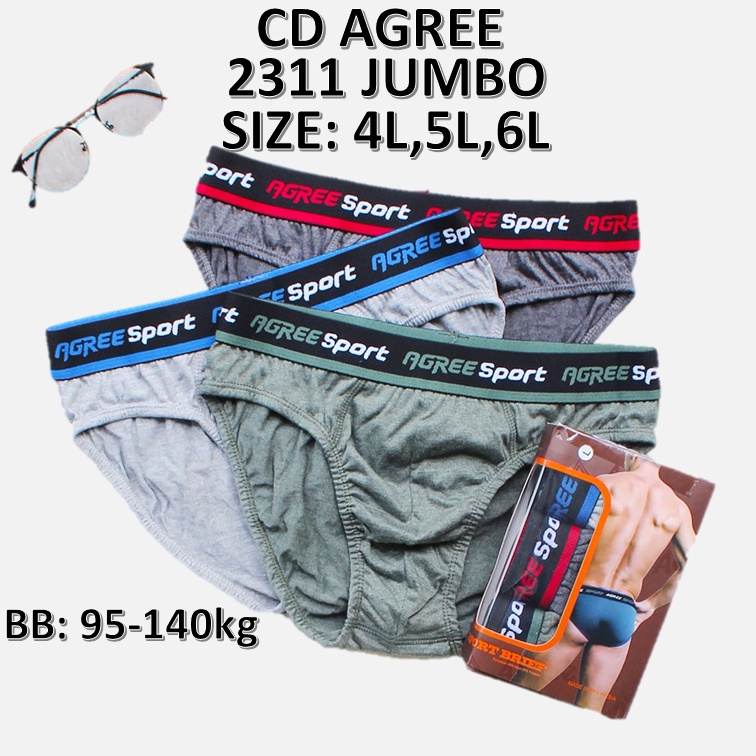 AGREE JUMBO Celana Dalam Pria Jumbo - BB 90-140 - Pakaian Dalam BIG SIZE -  2311 celana jumbo Size 4L 5L 6L