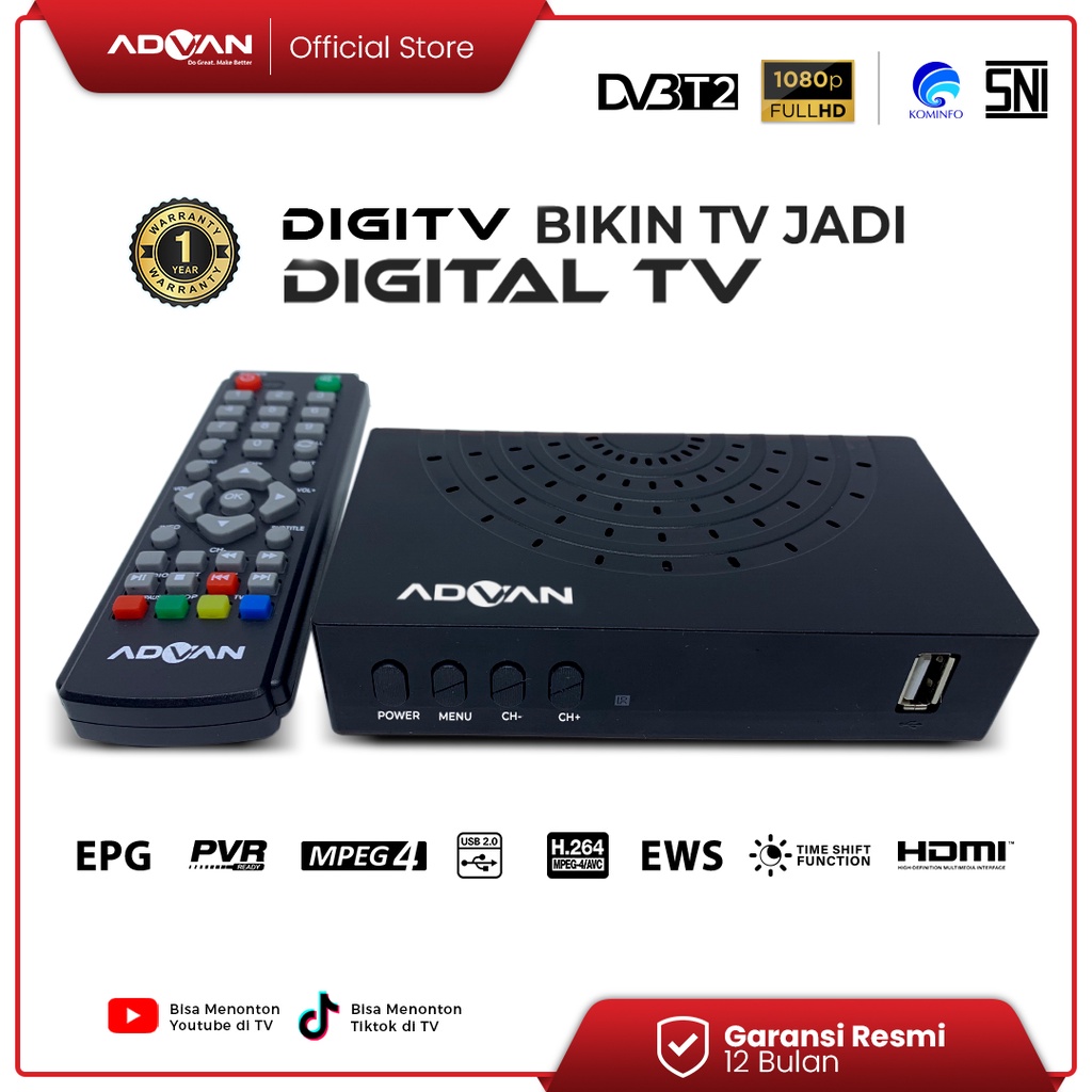 ADVAN DIGITV DVBT2 Full HD 1080p Set Top Box TV Digital Receiver